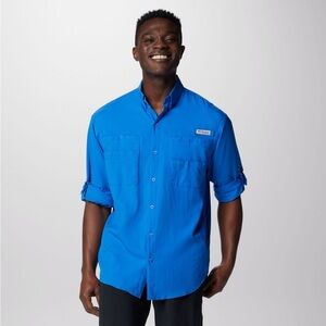 EUC Men’s PFG Tamiami II Vivid Blue Long Sleeve Button Down Shirt Size XXL